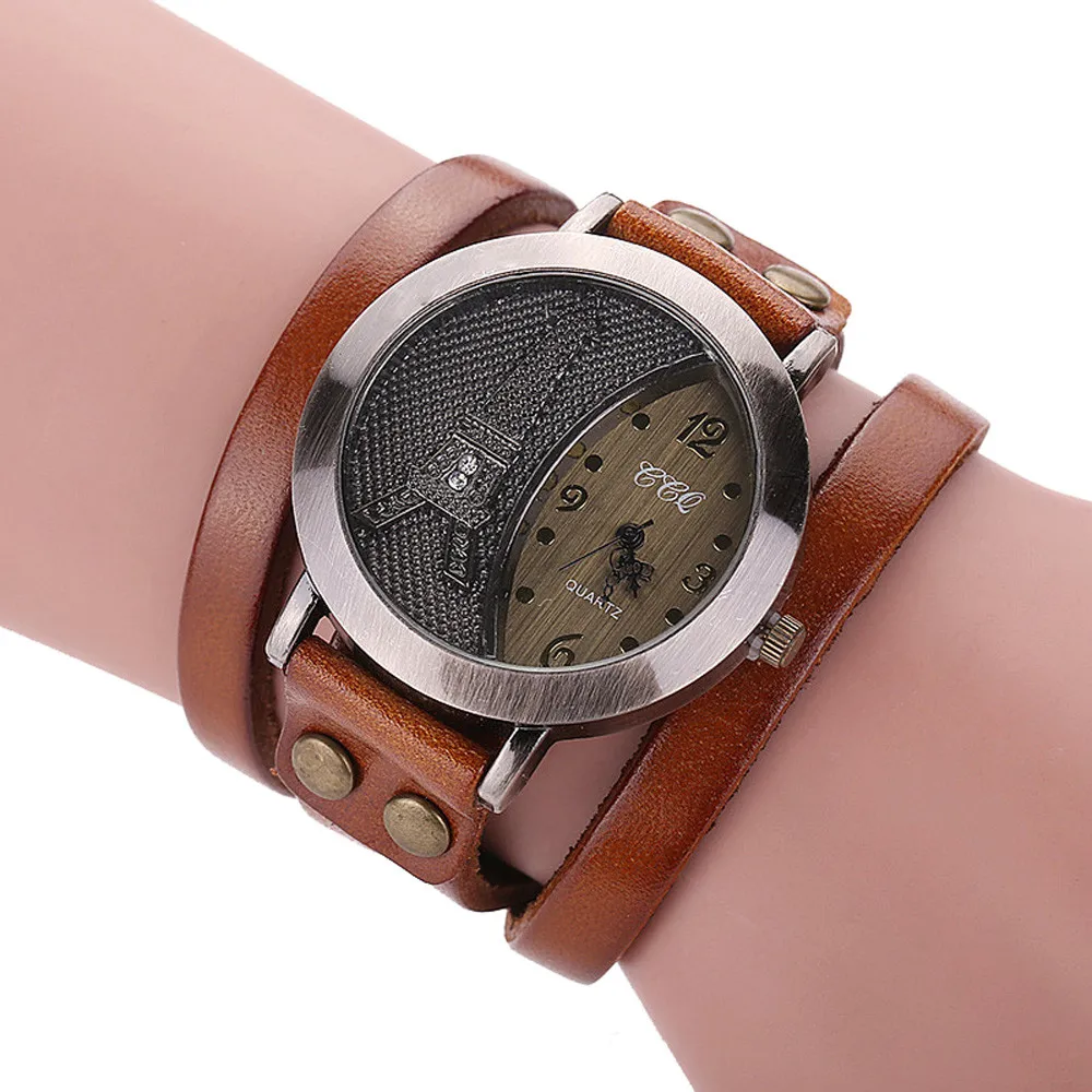 CCQ Роскошные Топ бренд Винтаж коровья кожа браслет часы для мужчин женщин наручные часы женская одежда кварцевые часы femme подарок reloj mujer Q