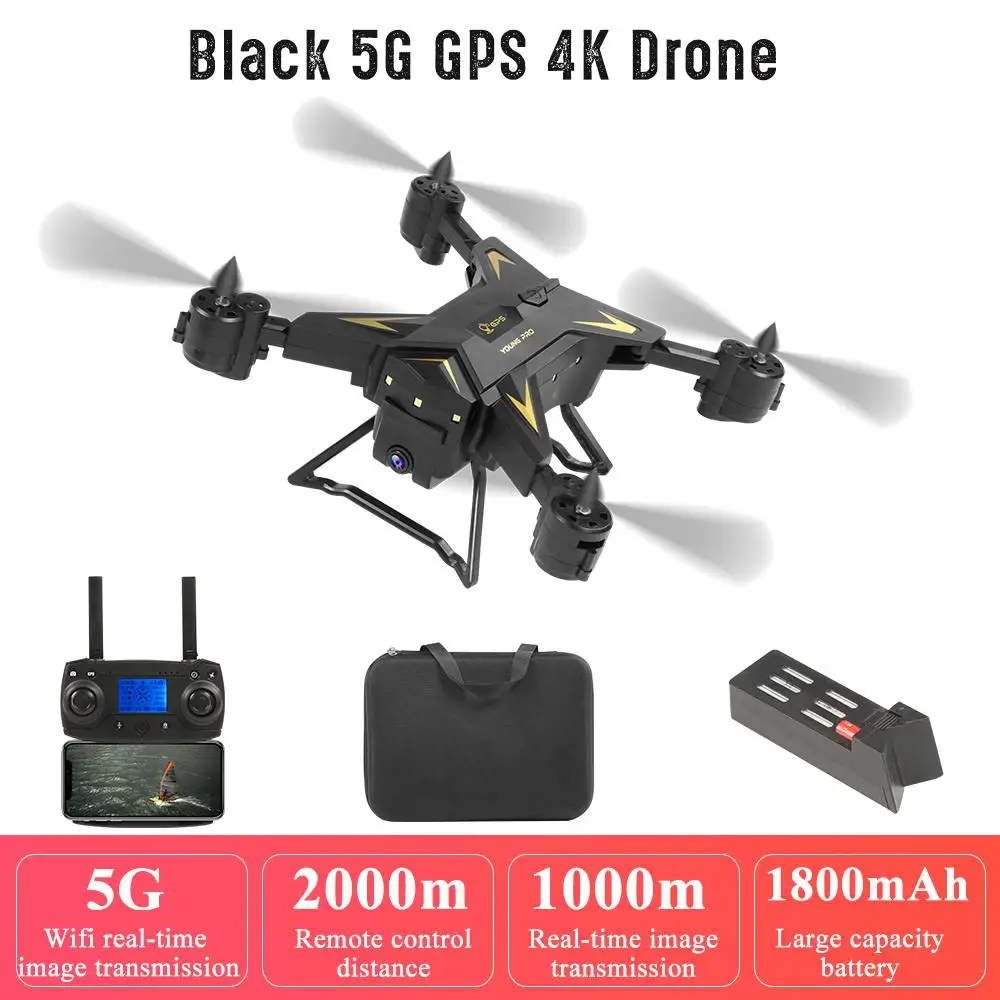 KY601G Дрон камера 5G wifi FPV Дрон 4K HD gps Профессиональный Дрон RC Квадрокоптер Дрон оптическое позиционирование потока складной Дрон - Цвет: Black 5G GPS 4K 1B