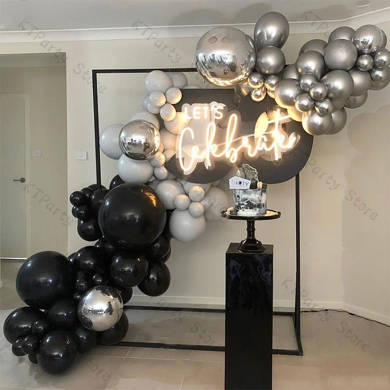 

111pcs Doubled Gray Balloons Garland Arch DIY Wedding Decoration 4D Silver Matte Black Gender Reveal Party Baby Shower Decor