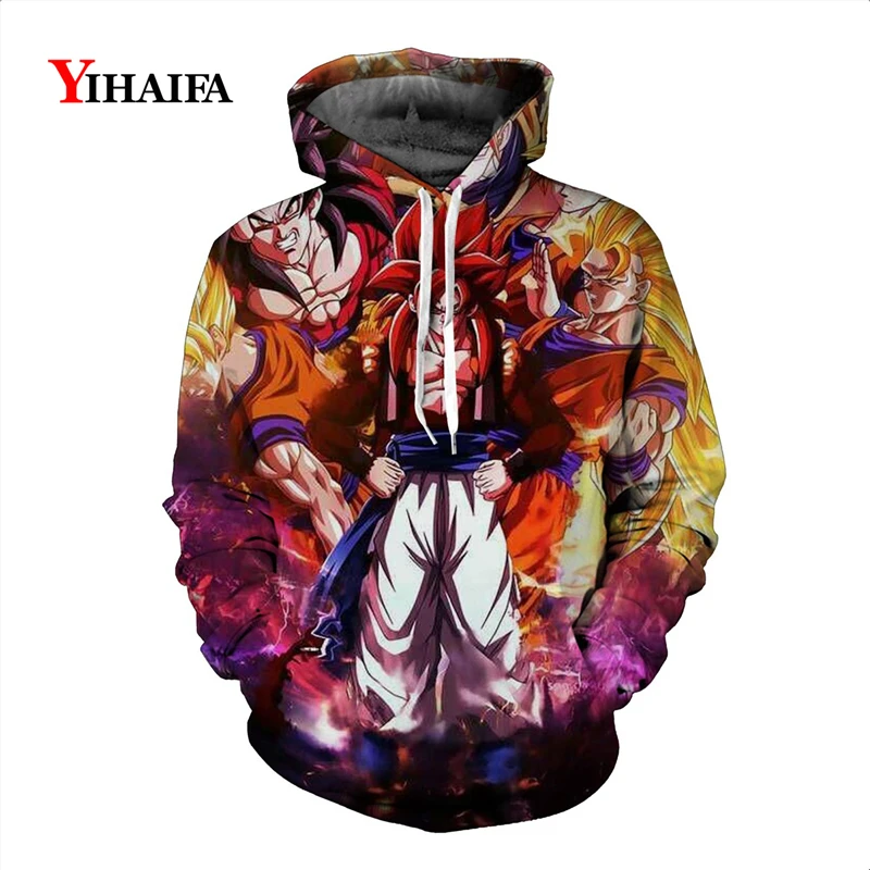 

Mens 3D Sweatshirt Dragon Ball Z Anime Hoodies Super Saiyan Goku Graphic Print Cartoons Pullover Tracksuit Fall Jacket Tops
