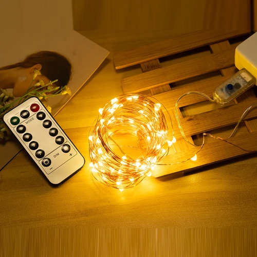 USB LED 패어리 라이트 스트링 5m 10m 20m, 휴일 조명, 방수 실버 와이어, 크리스마스 파티 웨딩 장식용 원격 2