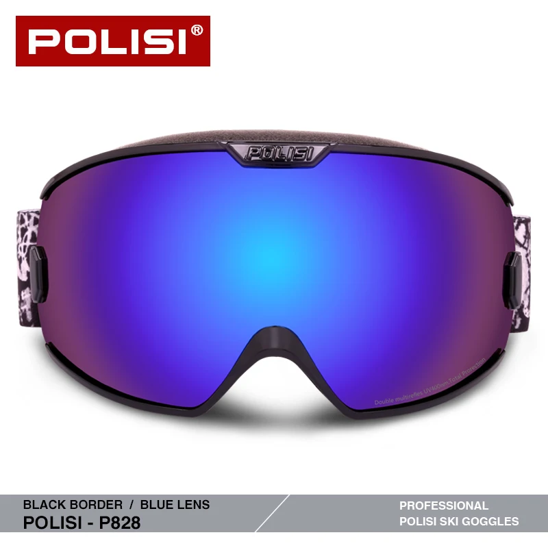 POLISI goggles snowboard ski snow glasses Double HD PC Lens  Anti-fog Men Women winter outdoor protective Windstopper P828