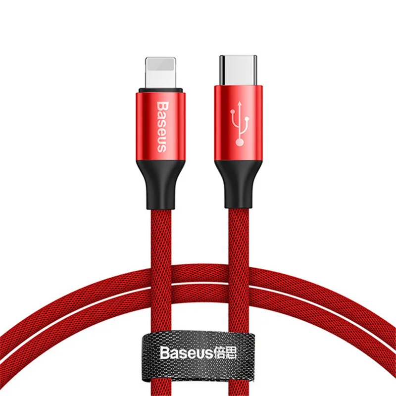 PD кабель USB C для Lightning зарядный кабель для iPhone 11 Pro xs xr 8 7 6 Plus ipad быстрое зарядное устройство телефонный кабель 1 м 2 м - Цвет: Красный