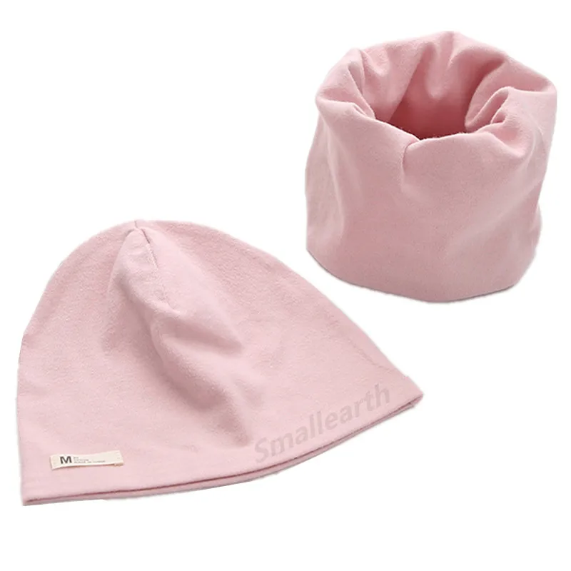 Новая плюшевая шапка с рисунком для девочек, комплект с шарфом, фруктовым принтом Совы и звезд, шапка для маленьких мальчиков, детская шапка, комплект с шарфом и воротником, хлопковая детская шапка, комплект из 2 предметов - Цвет: pink