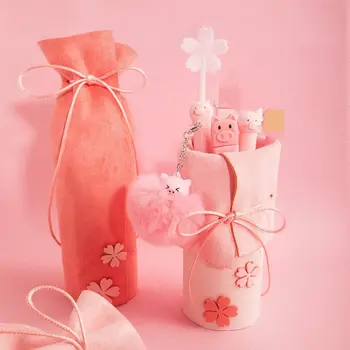 

Korean PU Sweet Color Sakura Pencil Case Girl Gift Canvas Roll Pouch Makeup Cosmetic Brush Pen Storage Box School Stationery Bag