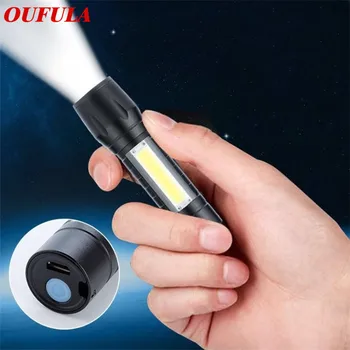 

OUFULA Mini Flashlight USB Charging COB Telescopic Zoom Aluminum Alloy Glare Outdoor Lighting
