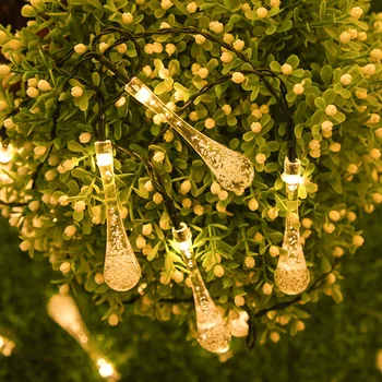 

Solar Powered Garden Lights 6M 30LED Solar Bulb Light String Droplet Bulbs Fairy String Light For Outdoor Garden Decoration F