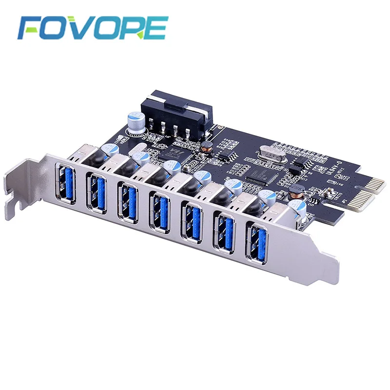 Суперскоростная Расширительная карта PCI E Express с 7 портами USB 3 0 и 4 контактным
