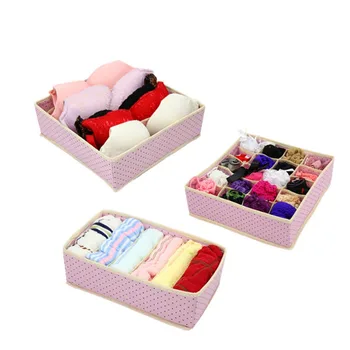 

3 Pcs Pink Circle Pattern Non-woven Storage Boxes Bins For Underwear Towels Socks Ties Home Living Closet Clothes Organizer