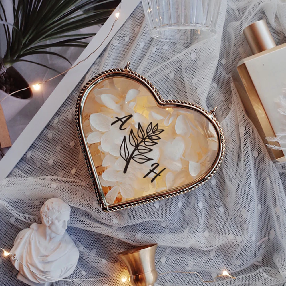 Custom Clear Glass Jewelry Box Valentine'S Gift Ring Box Necklace Storage Bride Party Wedding Decoration Personalized Gifts