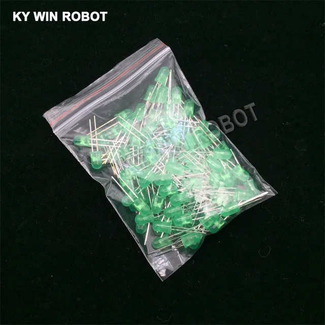 100pcs 5mm LED Diode 5 mm Assorted Kit White Green Red Blue Yellow Orange Pink Purple Warm white DIY Light Emitting Diode 100pcs Green