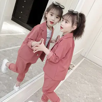 

Girls Spring and Autumn Suit 2020 and Clothing New Version of Children's Western Style Girl Suit Fashionable Two-piece Suit