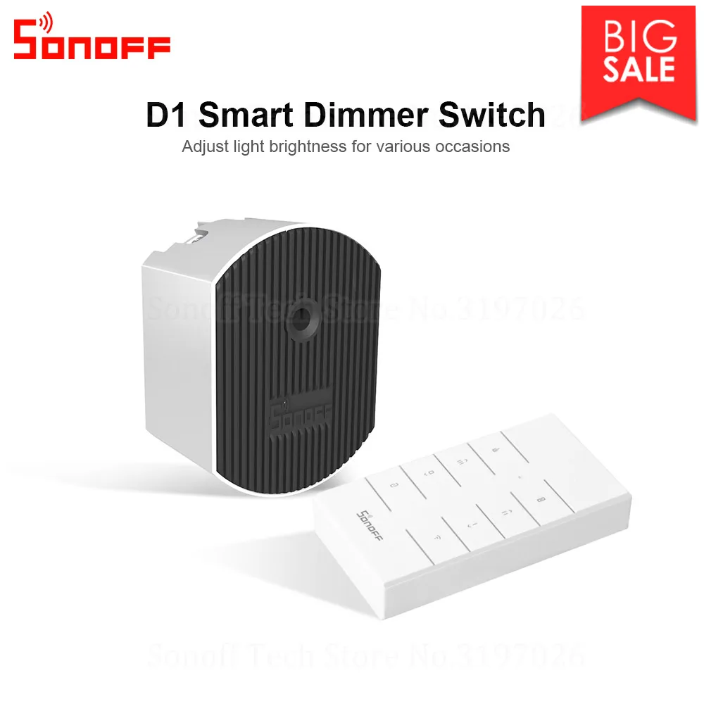 

Itead Sonoff D1 Smart Dimmer 433Mhz RF Controlled & Wi-Fi Switch Adjust Light Brightness Work via eWeLink APP Google Home Alexa