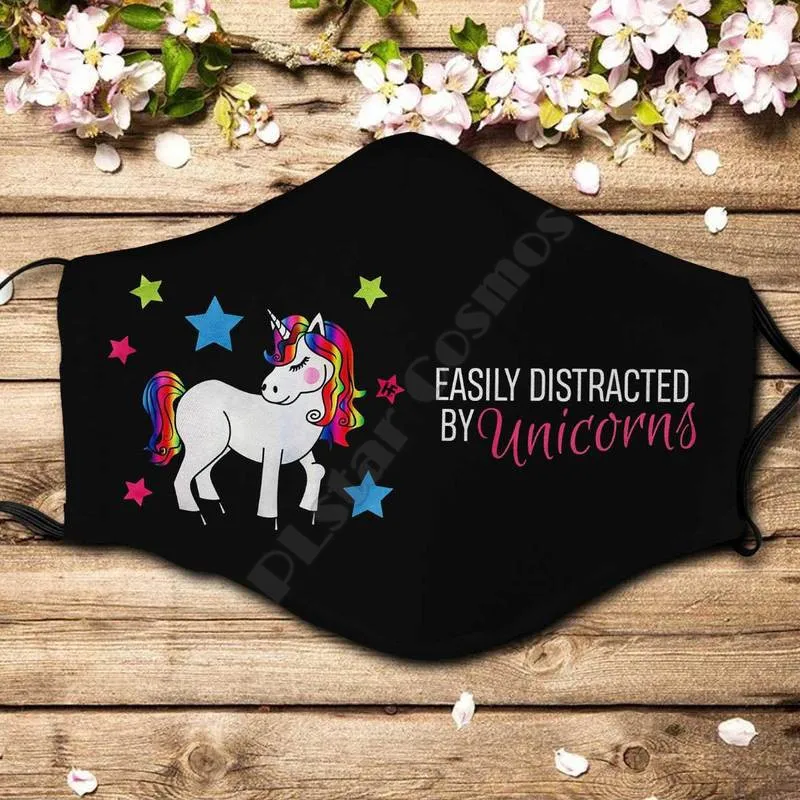 Love Unicorn Fabric Face Mask 3D printed masks Halloween party masks Unisex Adult child size Fun role playing masks