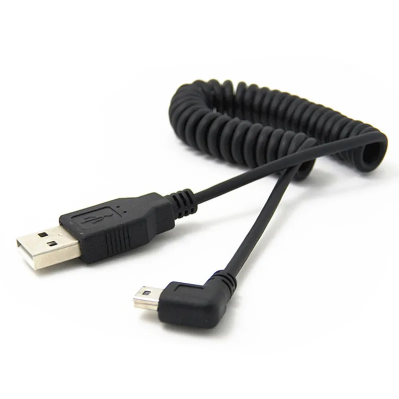 

USB 2.0 Type A Male to Right Angle Mini B 5p Male Spring Cable