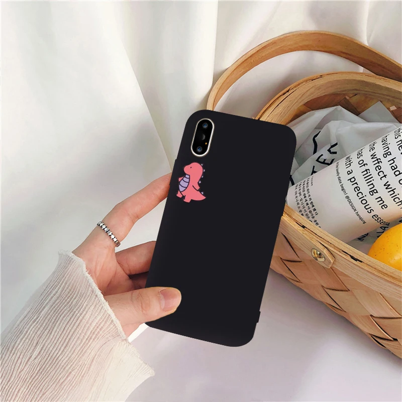 GYKZ чехол для телефона с динозавром из мультфильма для iPhone 7 11 Pro X XS MAX XR 8 6 6s Plus Милая Черная мягкая силиконовая задняя крышка