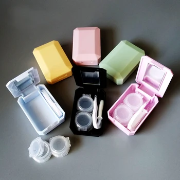 

Solid Color Contact Lens Case Cute Mini Eye Contact Lens Care Kit Lens Container Lenses Box for Women Men