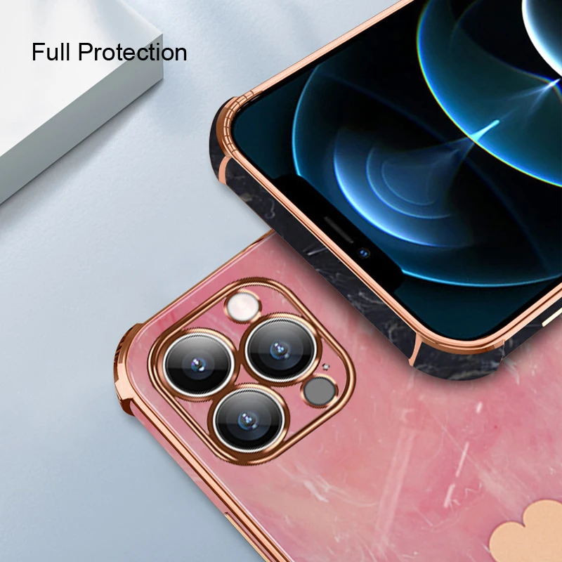 Luxury Shockproof Plating Soft Case For iPhone 13 12 11 Pro Max XS XR X R 8 7 Plus iPhone12 12Pro iPhone11 Marble Texture Covers