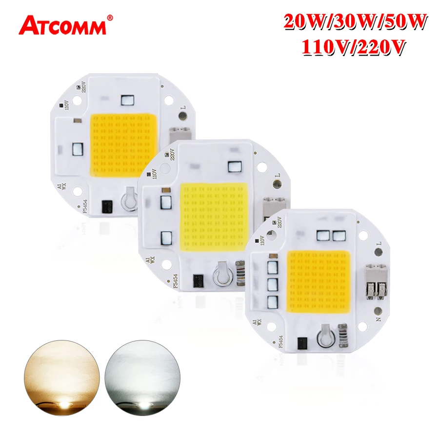 

20W 30W 50W COB LED Chip Lamp No Need Welding/Driver 110V 220V High Power LED Matrix Light Beads DIY Spotlight Bulb Floodlight