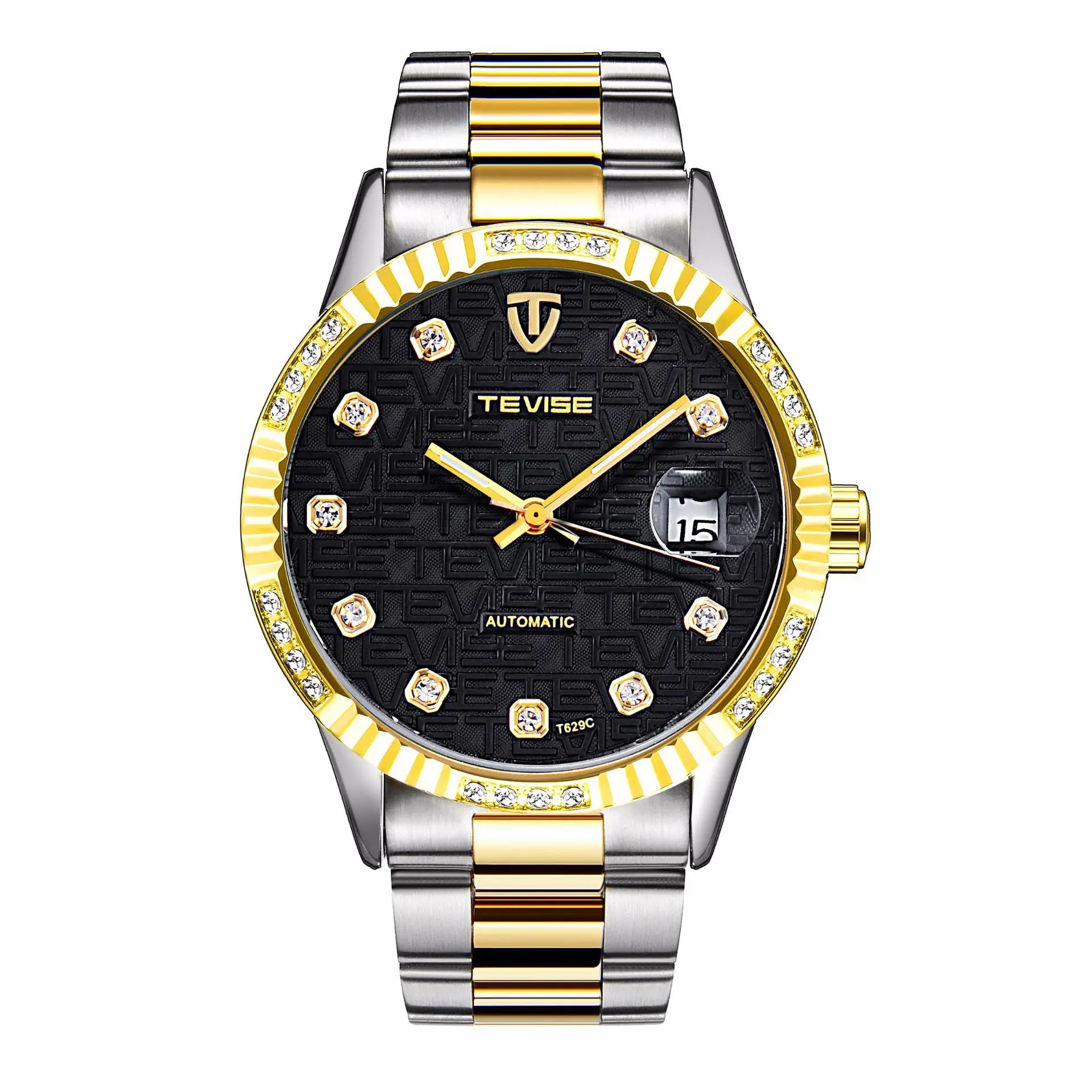 Silver Gold Black TEVISE часы лучший бренд класса люкс светящиеся водонепроницаемые мужские часы Автоматические механическое движение часы мужские Relogio Masculino - Цвет: Silver Gold Black