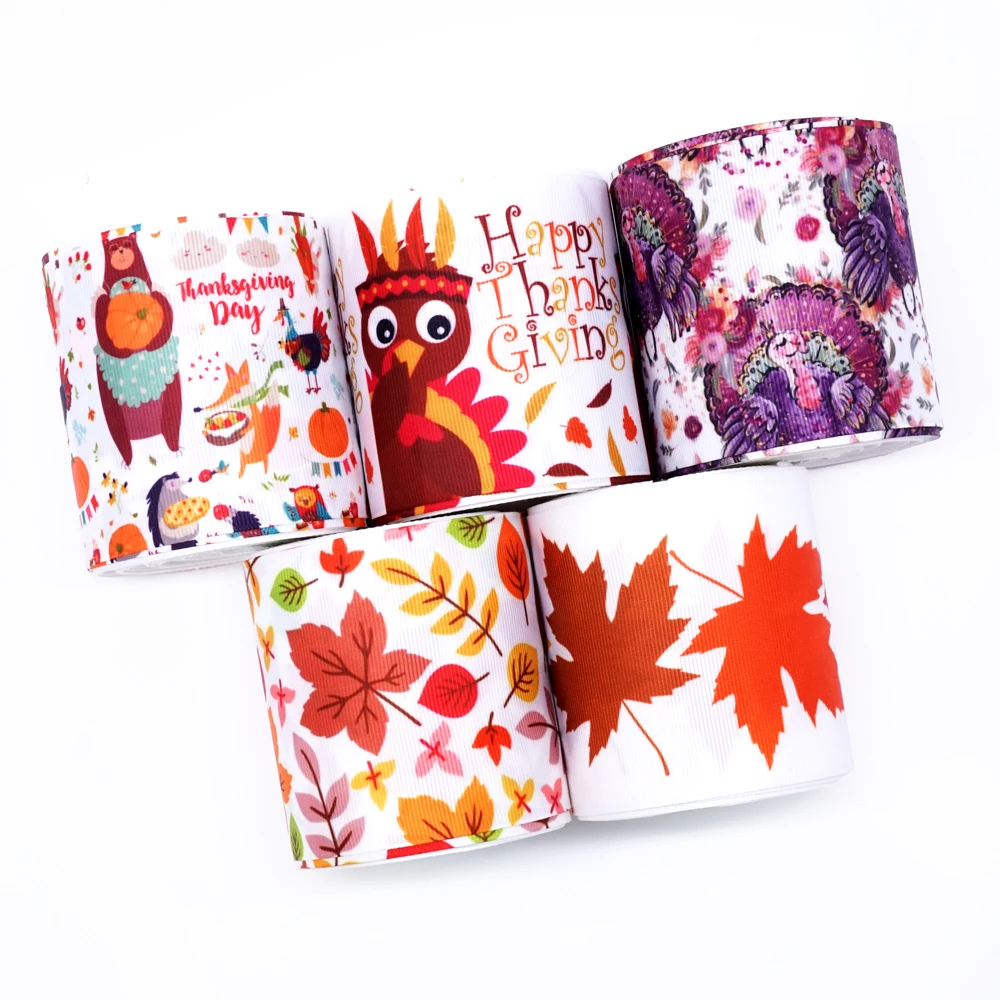 

Free shipping 50 yard per size Thanks giving day ribbon printed grosgrain ribbon 31921