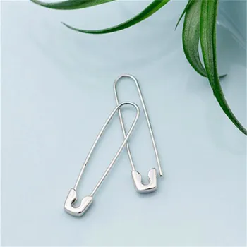 

Korean Earrings Safty Pin Paper Clip Stud Earrings for Women Punk Piercing Ear Buckle Earrings 100% 925 Sterling Silver Earrings