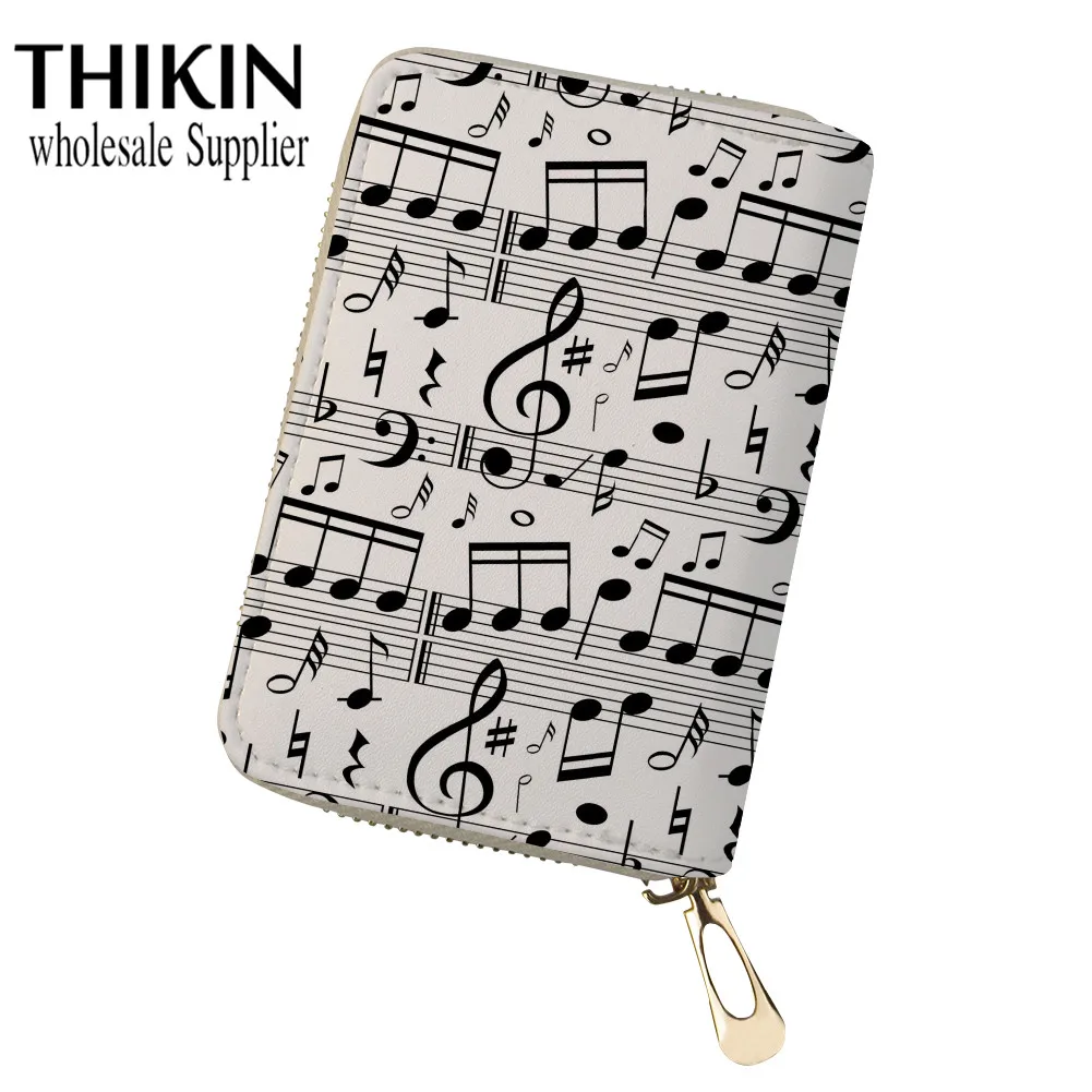 as picture THIKIN Music Note с принтом Id держатель для карт, кошелек для кредитных карт Monedero из искусственной кожи, женские кошельки, защитный чехол, сумка для денег - Цвет: as picture
