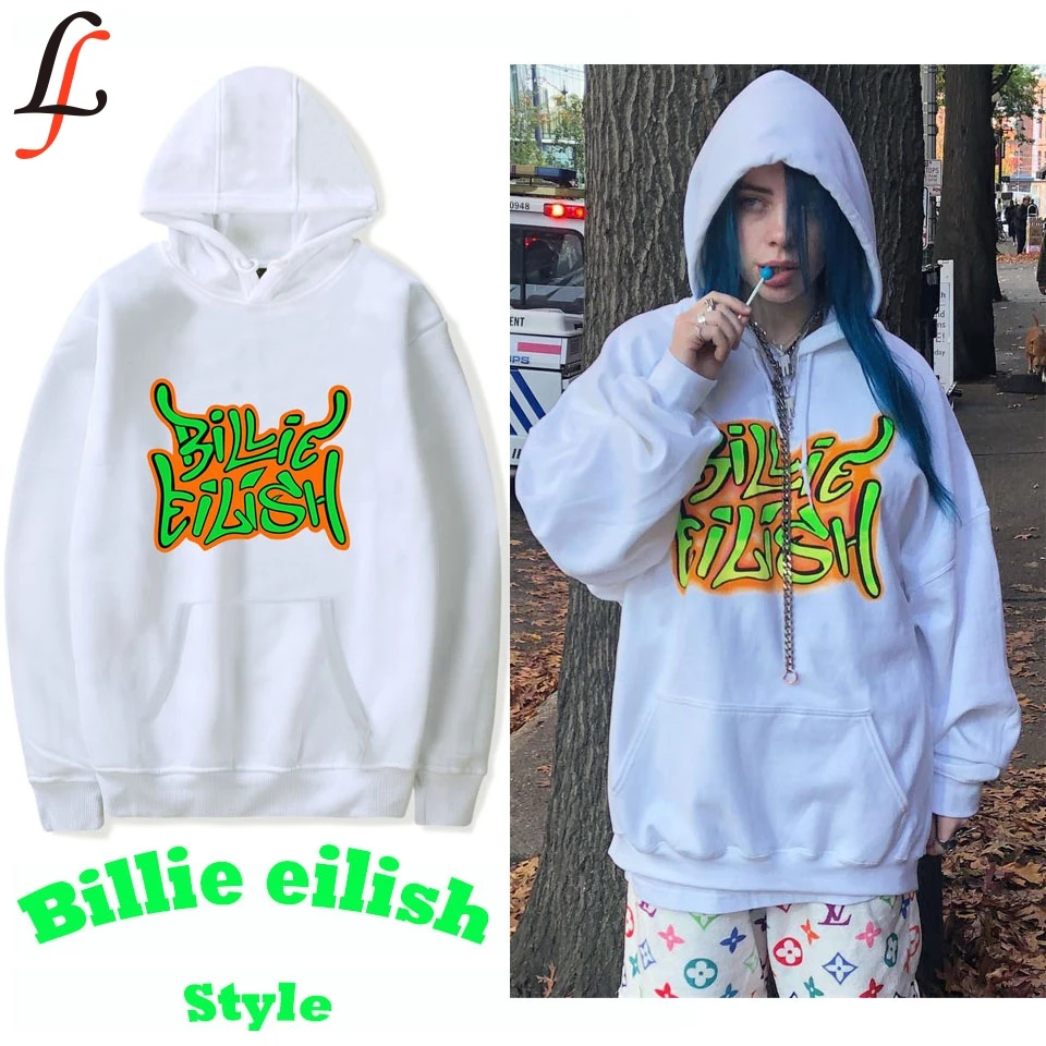 Billie Eilish толстовка с капюшоном буквенным принтом Billy Толстовка длинным рукавом