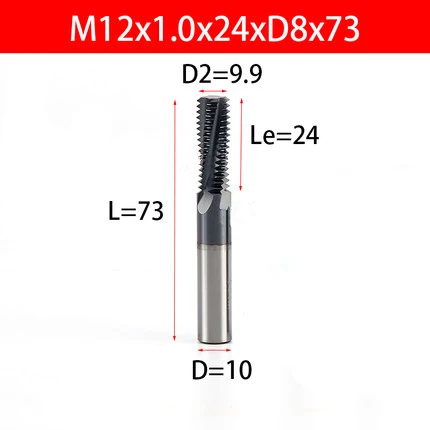M12X1X73L Вольфрамовые стальные фрезерные инструменты с ЧПУ резьбовые концевые фрезы M3-M20 полный метрический карбидный винт для резки резьбы фрезы - Длина режущей кромки: M12X1X73L