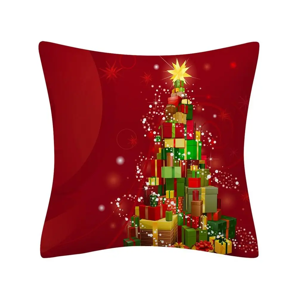 Рождественские наволочки на подушки, блестящие Полиэстеровые подушки, Наволочки, хлопковые льняные елки, Новогодние декоративные 45x45 см, cojines de navidad# 2F