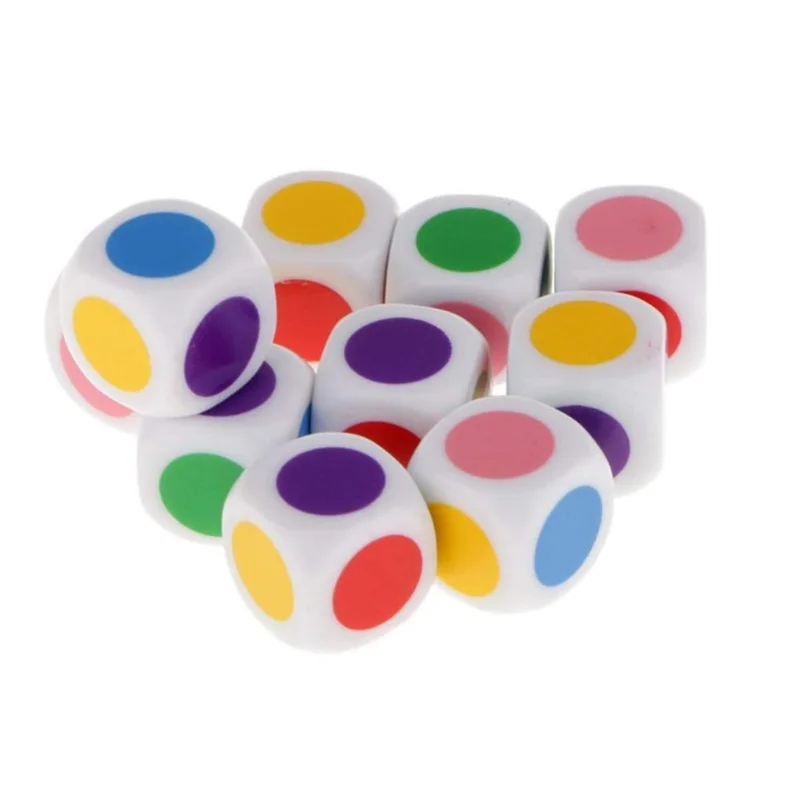 

10/20/50pcs 16mm Multicolor Acrylic Cube Dice Beads Six Sides Color Dices Portable Table Games Toy