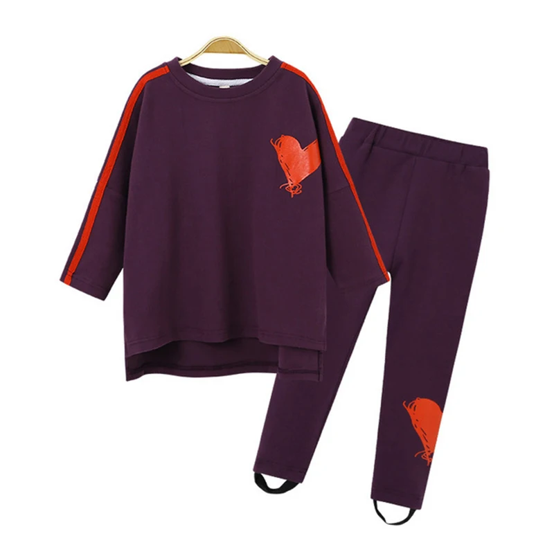

Girls Print Love Clothes Suits Spring Long Sleeve Jacket + Pants 2Pcs Sports Children's Clothing Sets Teen Kids Clothes 4-14Y