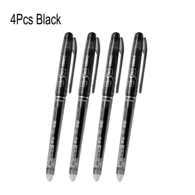 8Pcs/Set Erasable Gel Pen 0.7mm 0.5mm Bullet Tip Blue Black Red Ink Refill Rods 8 Color Writing Drawing Painting Washable Handle 4pcs black