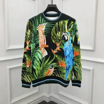 

Hot Fashion Birds print Men's casual sweatshirts High Quality Cotton men O-neck Hoodie Tops C522