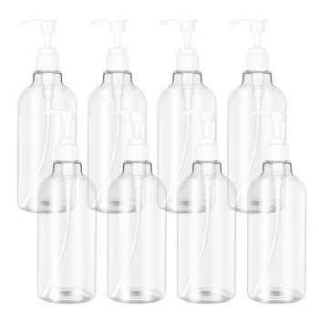

DOITOOL 8pcs 500ml Refillable Pump Bottles Transparent Shampoo Dispenser Lotion Liquid Bottles for Bathroom Kitchen