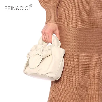 

Women designer tie bow tote handbag cute girls messenger shoulder bag female bucket bag white pink blue black color