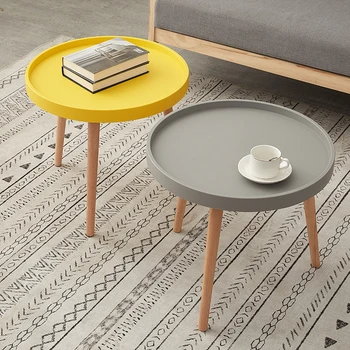 

Small table minimalist colored beech legs storage small round Tray table