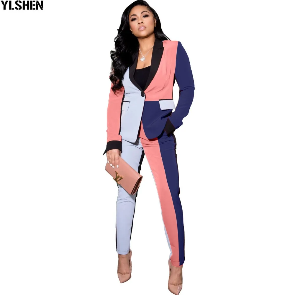 African Women Sets Print Long Sleeve Blazer Jacket Pants Suits Office Lady Elegant 2 Piece Set Business Outfits Africa Clothing 034