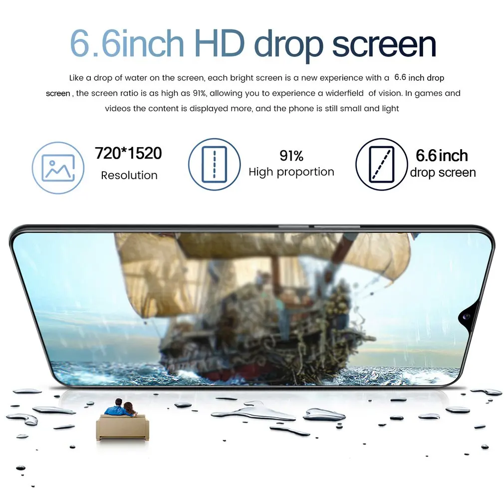 S20 Pro 6 дюймовый смартфон 2 + 16g капли воды большой экран ультра тонкий