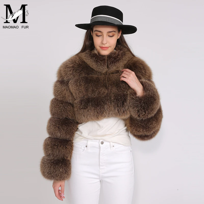 MAOMAOFUR пальто из натурального Лисьего меха женская зимняя куртка из натурального меха короткий стиль пальто с длинными рукавами с воротником Женская Натуральная меховая шуба