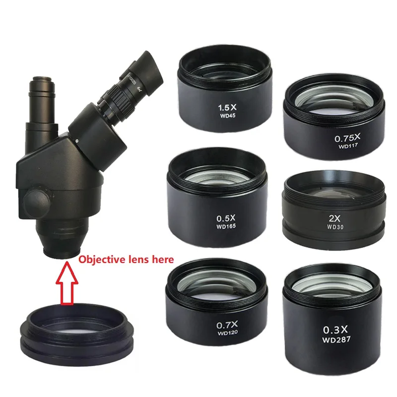 0.5X 1X 0.7X 1.5X 2.0X Barlow Auxiliary Objective Lens for Stereo