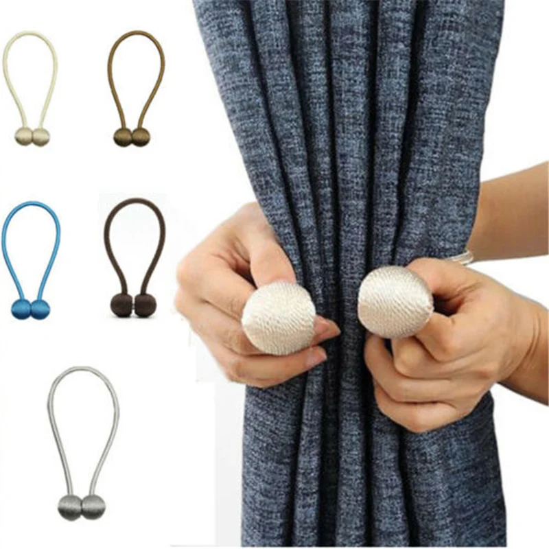 Magnetic Pearl Ball Curtain Tiebacks Tie Backs Holdbacks Buckle Clips Curtain Rods Decorative Accessoires