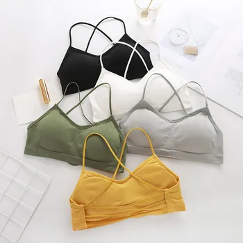 

Women Wireless Bra Solid Cropped Intimates Female Top Vest Breathable Seamless Chest Pad Wearing Lingerie Bralette Underwear