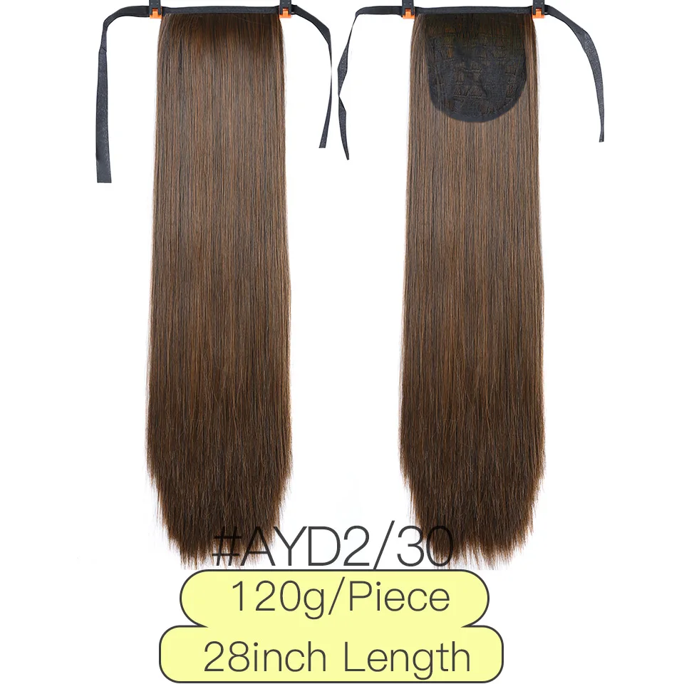 AIYEE длинные прямые синтетические волосы с завязками в виде конского хвоста черные/коричневые термостойкие накладные волосы на заколках для женщин - Цвет: D2-30