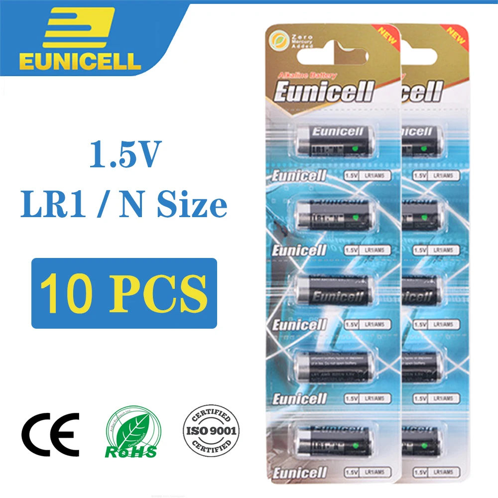 EUNICELL 10 шт. 1 5 в LR1 AM5 E90 MN9100 N размер щелочной первичной и сухой батареи для MP3 Walkman