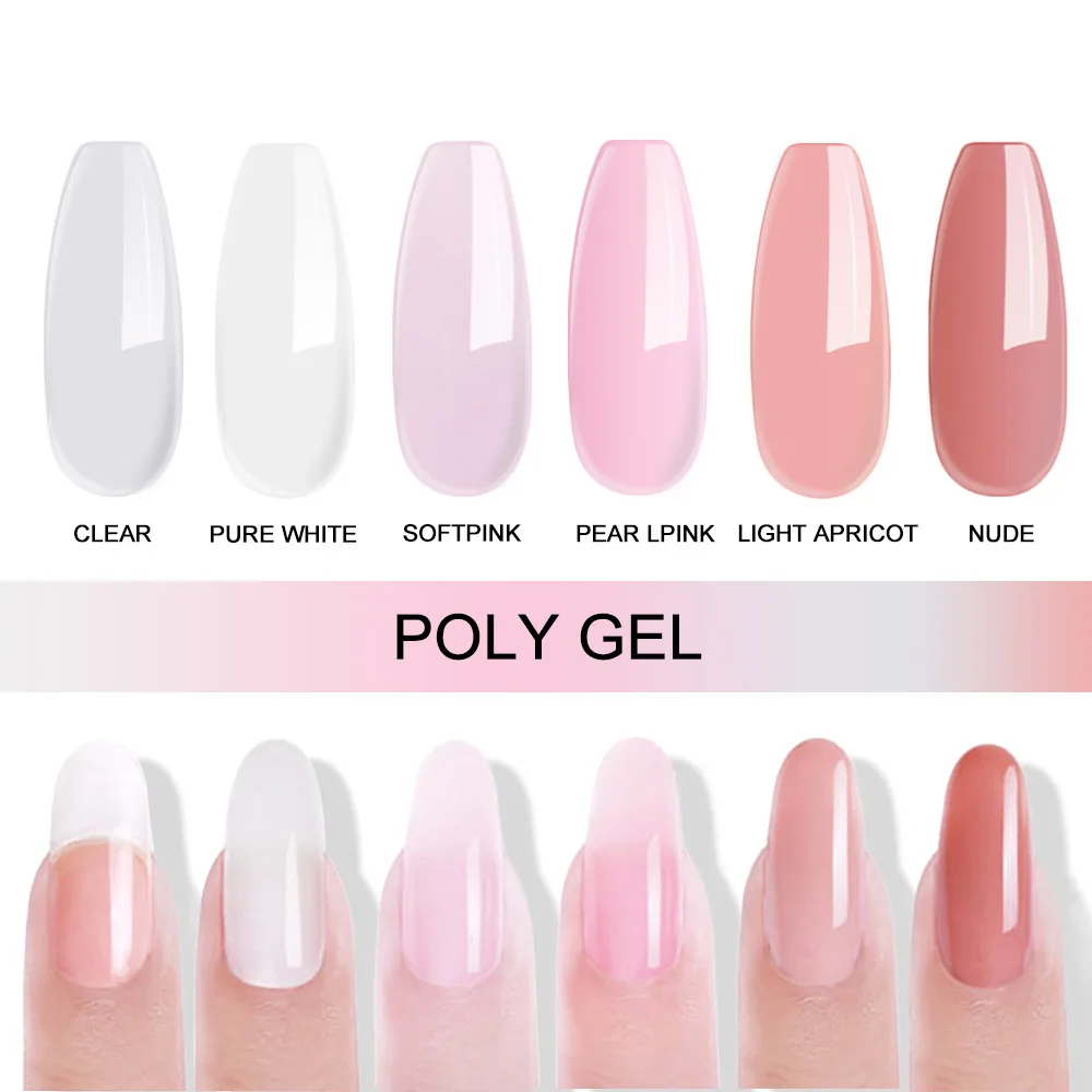 MIZHSE Thermal Poly UV Nail Gel Quick Extension Gel Varnish Clear Pink Jelly Polygel Crystal UV LED Building Gel Need Forms