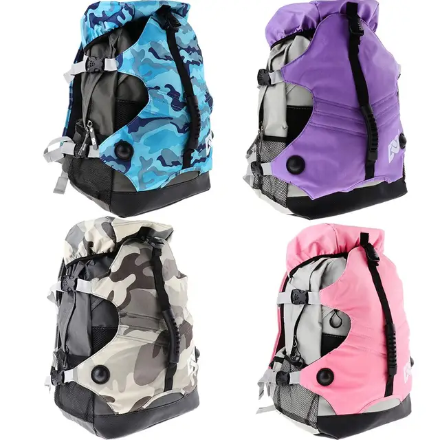 US $27.41 Multi Pockets Roller Skates Backpack Sports Ice Skates Inline Skates Skating Shoes Boots Carry Bag 