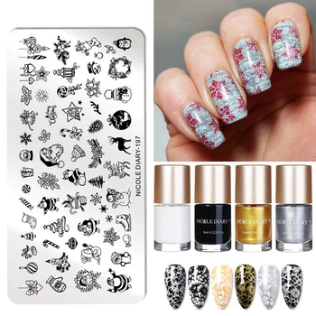 

NICOLE DAIRY Nail Stamping Polish Set Peel Off Protective Nail Polish Set Nail Art Plate Stamp Oil White Night Stamping Series