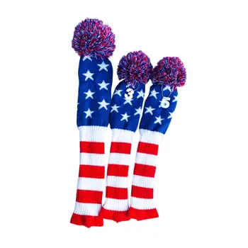 

Vintage Golf Club Headcover Driver Cover Three-piece Knit Fit for Driver Fairway Hybrid with Number Tags Sports Protect