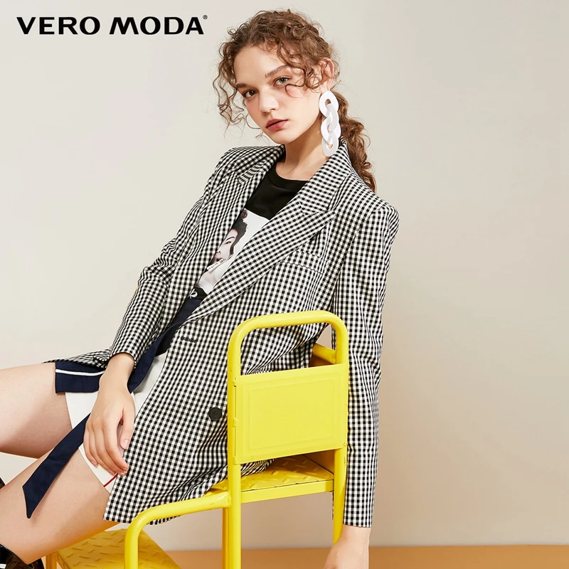 Vero Moda женский нагрудный клетчатый двубортный пиджак | 319308586